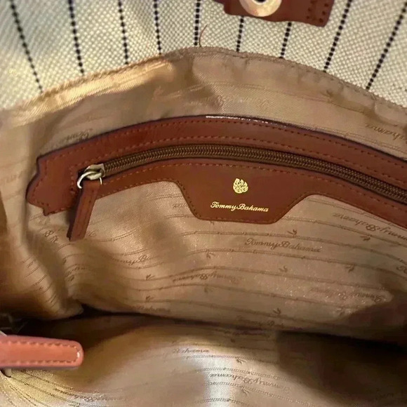 Tommy Bahama paradise flower linen and leather embroidered tote - Picture 8 of 8